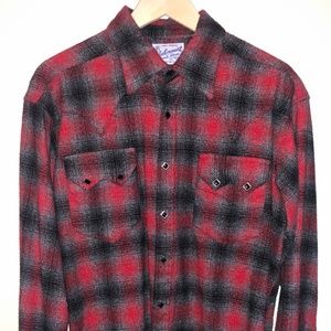 MADE IN USA Flannel Plaid Western Shirt Size M